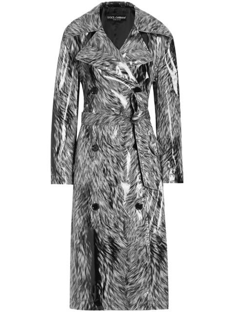 Dolce & Gabbana fur-print trench coat - Grey - zdjęcie produktu nr 1