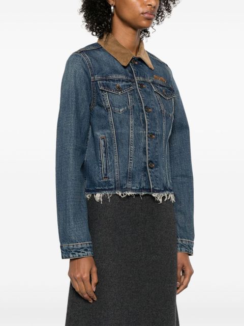 Miu Miu corduroy-collar denim jacket - Blue