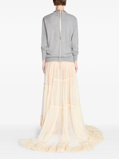 DRIES VAN NOTEN tiered ruffled maxi skirt - Neutrals