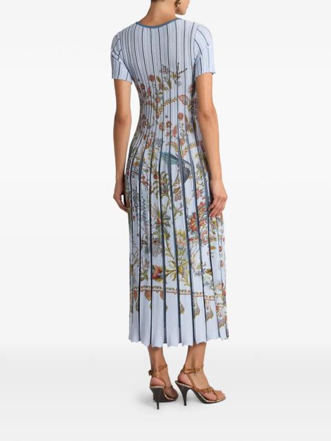 ETRO pleated floral-print midi dress - Blue - zdjęcie produktu nr 2