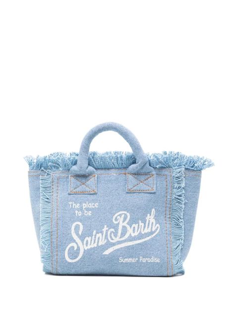 MC2 Saint Barth mini Vanity frayed logo-print tote bag - Blue - zdjęcie produktu nr 1