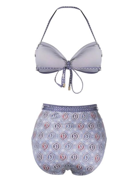 ZIMMERMANN paisley-print halterneck bikini - Blue