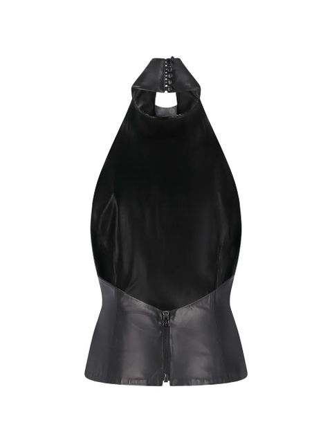 Magda Butrym halterneck leather blouse - Black - zdjęcie produktu nr 2