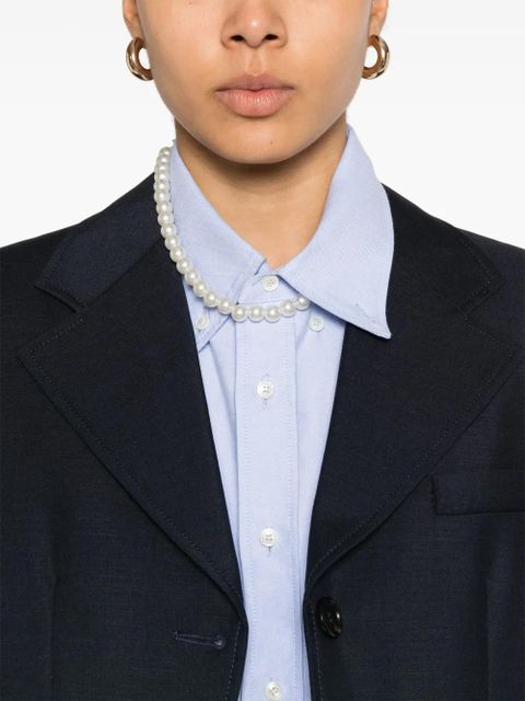 Miu Miu logo-appliqué blazer - Blue