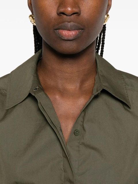Simkhai gathered-sleeve cropped shirt - Green