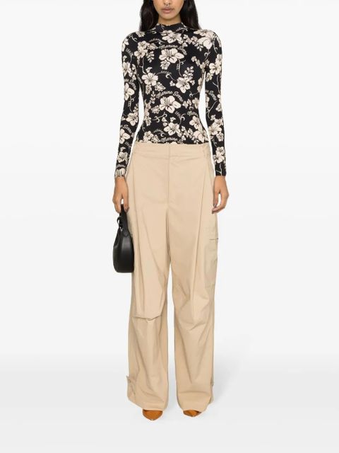 Marine Serre botanical-print high-neck T-shirt - Black - zdjęcie produktu nr 2