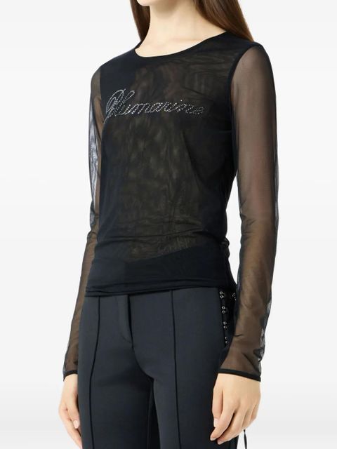 Blumarine embellished mesh top - Black