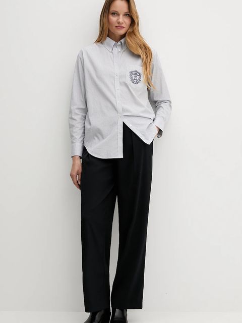 Gant koszula bawełniana damska kolor granatowy relaxed z kołnierzykiem klasycznym 4300557