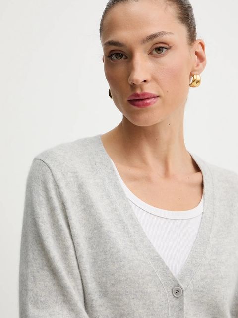 BOSS kardigan kaszmirowy damski kolor szary lekki 50548814