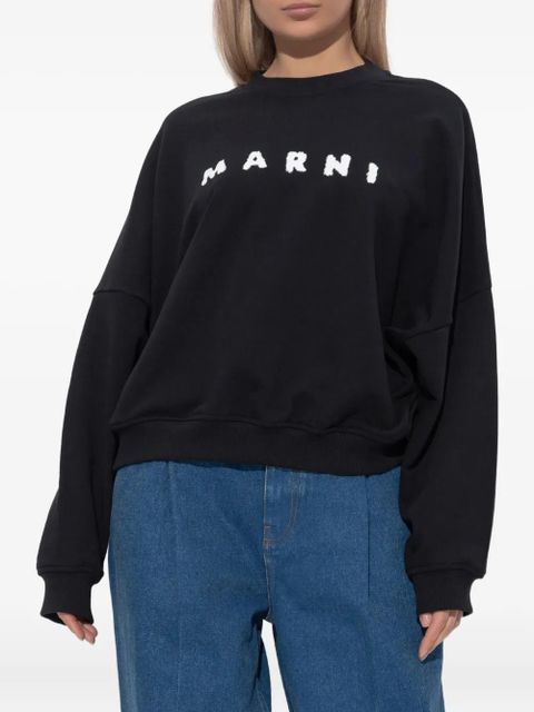Marni logo-embroidered sweatshirt - Black