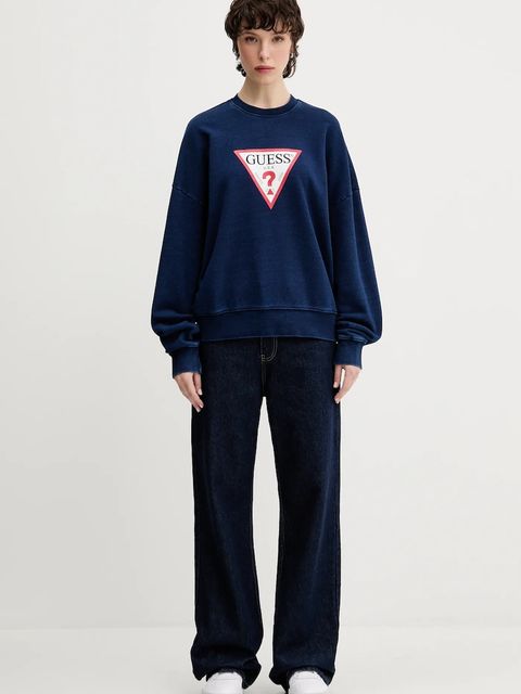 Guess Jeans bluza bawełniana damska kolor granatowy z nadrukiem W5YQ12 KCXQ1 - zdjęcie produktu nr 2