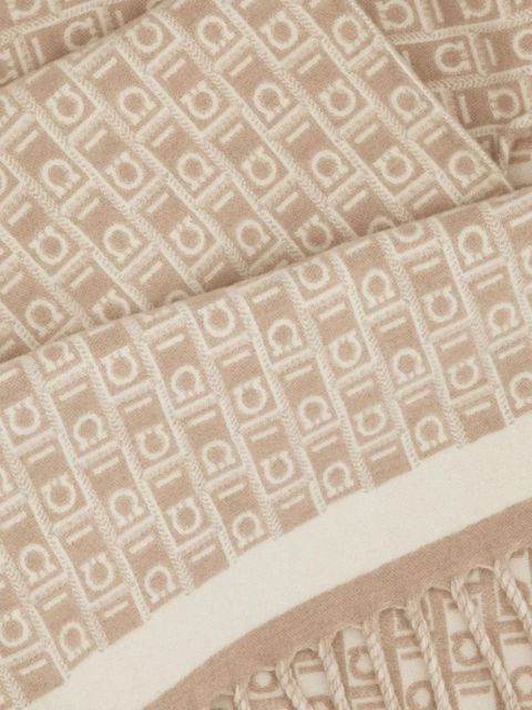 Ferragamo Gancini-pattern fringed cape - Neutrals