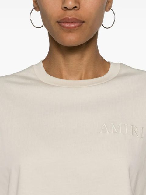 AMIRI embroidered-logo cropped T-shirt - Neutrals