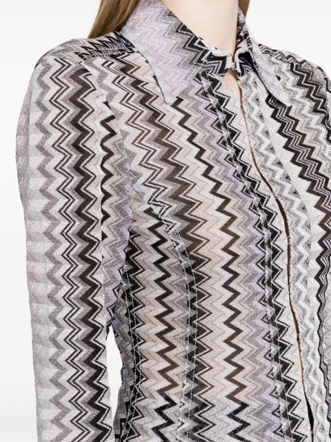 Missoni chevron-print lurex-threading shirt - Purple