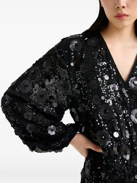 Essentiel Antwerp Ishine sequin-embroidered midi dress - Black