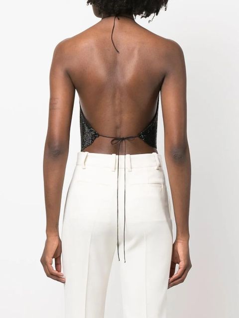 MANURÍ rhinestone-embellished cropped top - Black