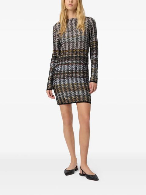 Missoni embellished houndstooth mini dress - Silver