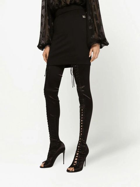 Dolce & Gabbana DG-logo Milano-rib miniskirt - Black