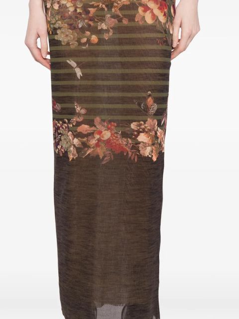 Jean Paul Gaultier floral-print skirt - Brown