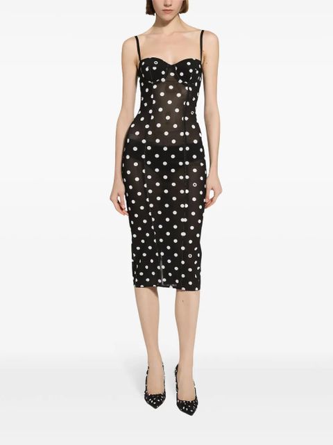 Dolce & Gabbana polka-dot corset midi dress - Black