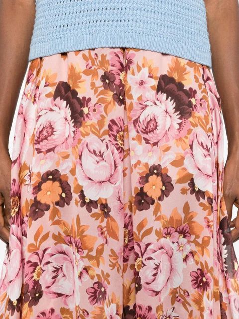 Chloé floral-print ruffled skirt - Pink