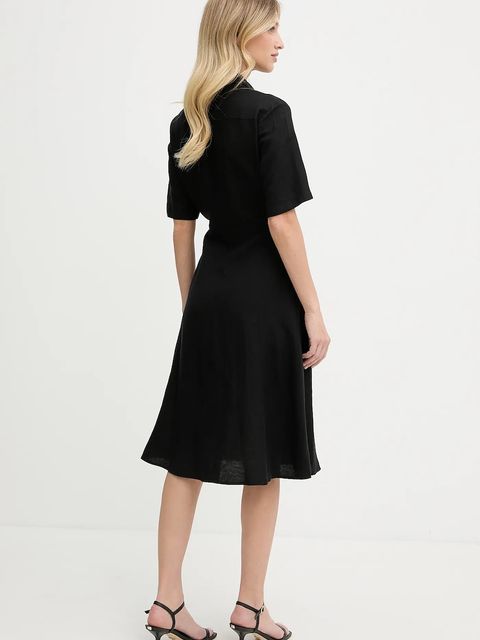 Tommy Hilfiger sukienka lniana kolor czarny mini rozkloszowana WW0WW45836 - zdjęcie produktu nr 2