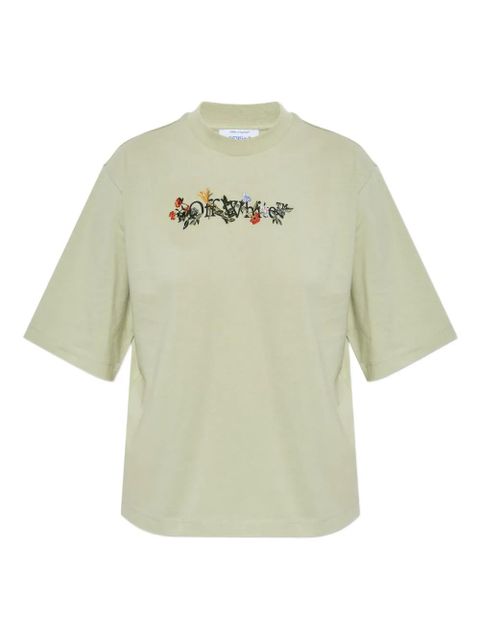 Off-White floral embroidered T-shirt - Green - zdjęcie produktu nr 1
