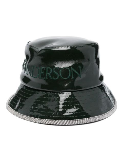 JW Anderson logo-embroidered coated bucket hat - Green - zdjęcie produktu nr 1