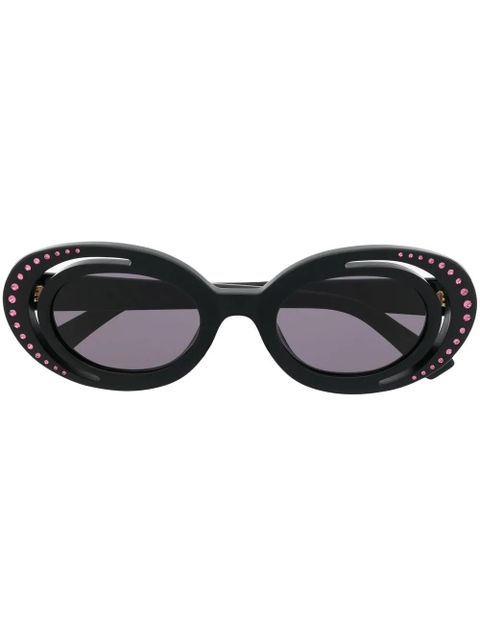 Marni Eyewear crystal-embellishment oval-frame sunglasses - Black - zdjęcie produktu nr 1