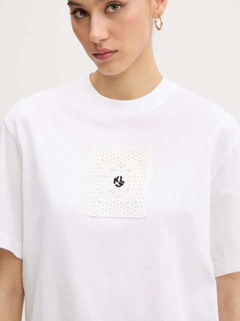 Karl Lagerfeld Jeans t-shirt bawełniany damski kolor biały A2W17096