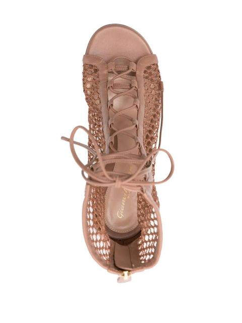 Gianvito Rossi open-knit lace-up sandals - Pink