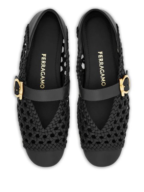 Ferragamo braided Gancini-buckle ballet flats - Black - zdjęcie produktu nr 2