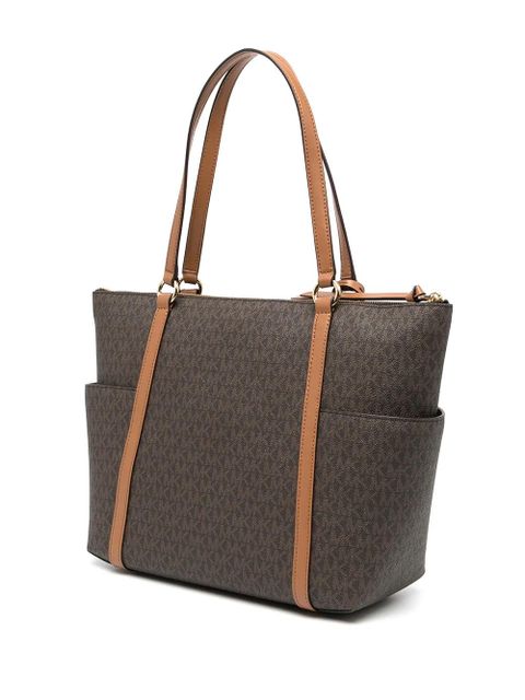 Michael Kors monogram-print leather tote bag - Brown