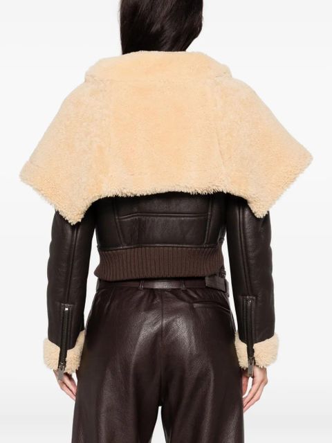 Alexander McQueen shearling-collar leather jacket - Brown