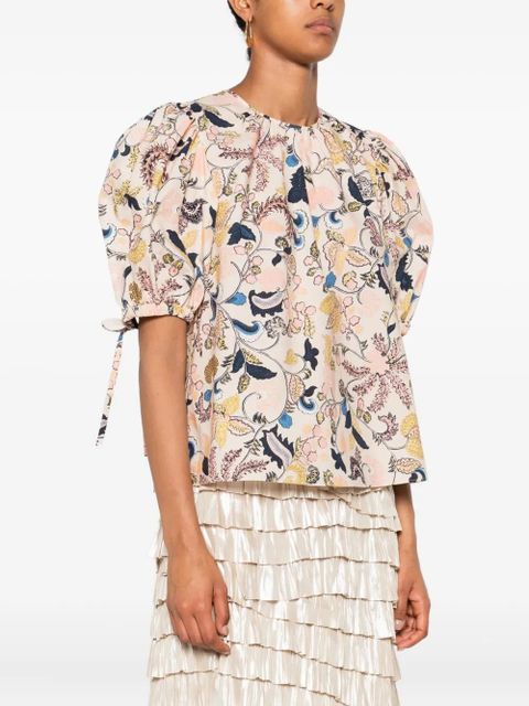 Ulla Johnson floral-print T-shirt - Neutrals