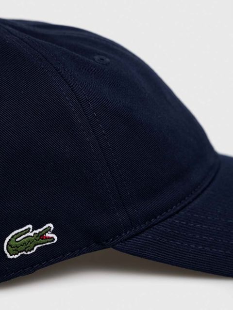 Lacoste czapka z daszkiem bawełniana kolor granatowy gładka