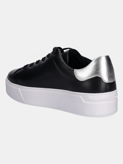 Tommy Hilfiger sneakersy skórzane ESSENTIAL PLATFORM COURT SNEAKER damskie kolor czarny FW0FW08756