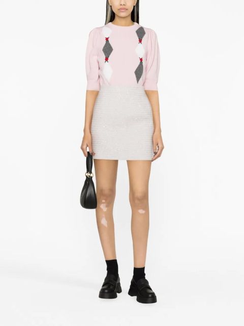 Alessandra Rich sequin-embellished tweed miniskirt - Blue - zdjęcie produktu nr 2