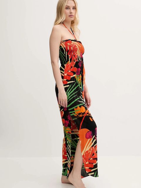 Desigual kombinezon plażowy BAHAMAS JAMPSUIT kolor czarny 25SWMW03