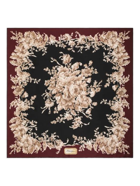 Dolce & Gabbana floral-border silk scarf - Black - zdjęcie produktu nr 1