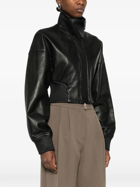 Sportmax ribbed leather jacket - Black