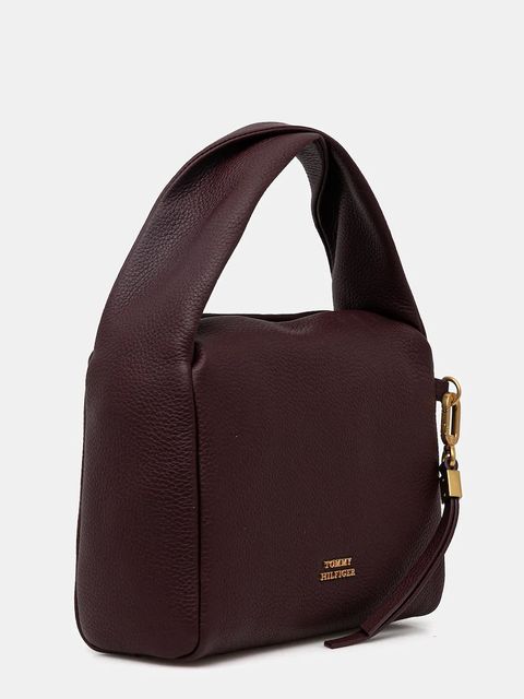 Tommy Hilfiger torebka skórzana kolor bordowy AW0AW18150