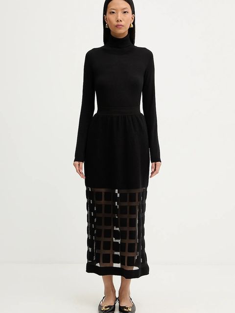 Liviana Conti spódnica wełniana kolor czarny midi rozkloszowana L5WA78 - zdjęcie produktu nr 2