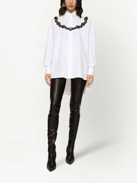 Dolce & Gabbana lace-insert poplin shirt - White