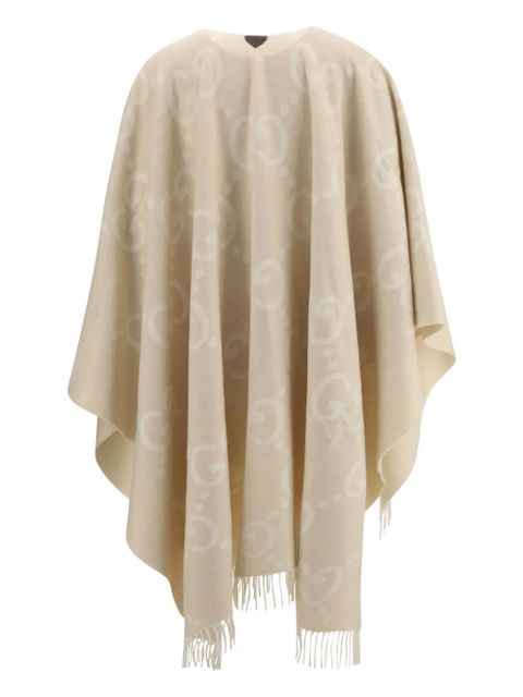 Gucci GG-pattern fringe cape - Neutrals - zdjęcie produktu nr 2