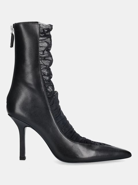 Patrizia Pepe botki skórzane damskie kolor czarny na szpilce 2Y0020 V038 K103