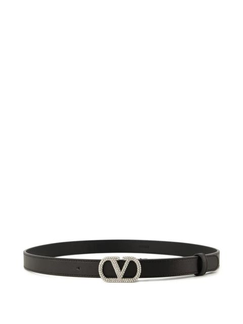 Valentino Garavani crystal-embellished leather belt - Black - zdjęcie produktu nr 1