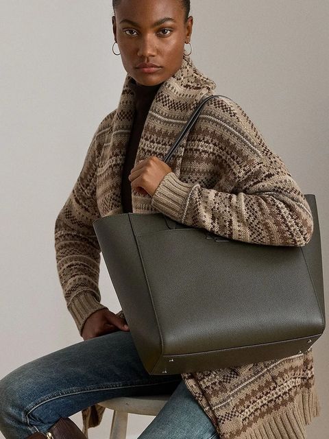 Lauren Ralph Lauren torebka skórzana kolor zielony 431960183