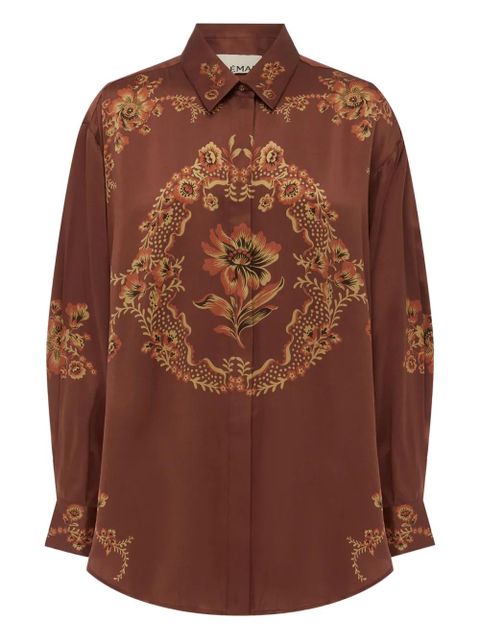 ALEMAIS Seraphina floral-print silk shirt - Brown - zdjęcie produktu nr 1