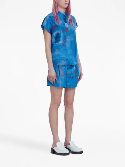Marni drawstring-waist silk shorts - Blue
